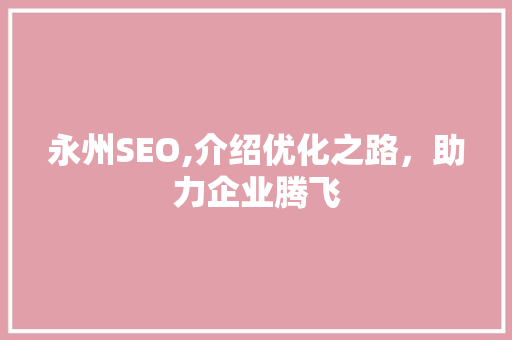 永州SEO,介绍优化之路，助力企业腾飞