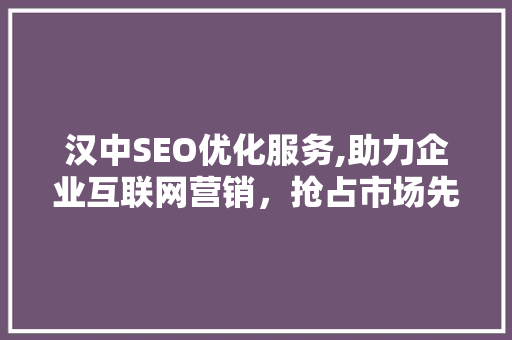 汉中SEO优化服务,助力企业互联网营销，抢占市场先机