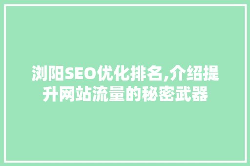 浏阳SEO优化排名,介绍提升网站流量的秘密武器
