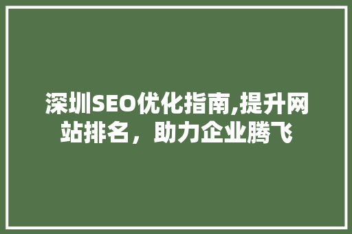 深圳SEO优化指南,提升网站排名，助力企业腾飞