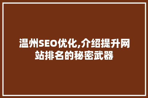 温州SEO优化,介绍提升网站排名的秘密武器