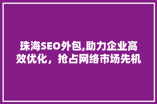珠海SEO外包,助力企业高效优化，抢占网络市场先机