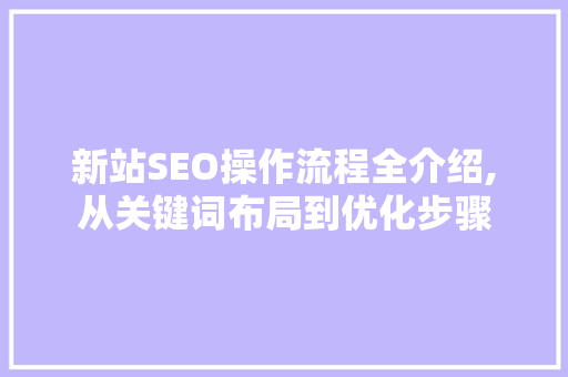 新站SEO操作流程全介绍,从关键词布局到优化步骤