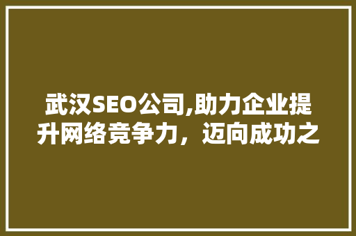 武汉SEO公司,助力企业提升网络竞争力，迈向成功之路  第1张