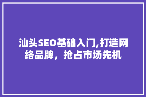 汕头SEO基础入门,打造网络品牌，抢占市场先机