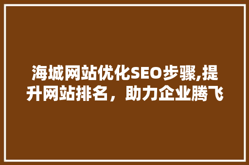 海城网站优化SEO步骤,提升网站排名，助力企业腾飞