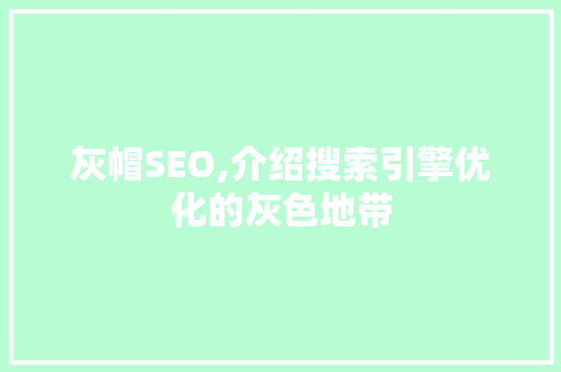 灰帽SEO,介绍搜索引擎优化的灰色地带  第1张