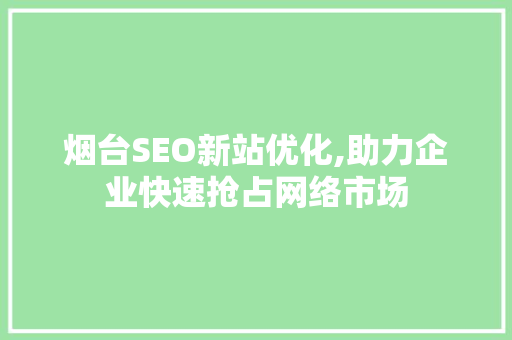 烟台SEO新站优化,助力企业快速抢占网络市场