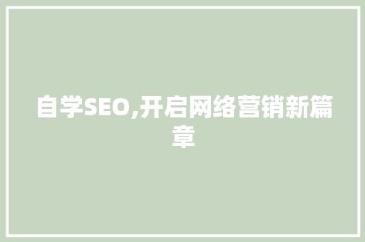 自学SEO,开启网络营销新篇章
