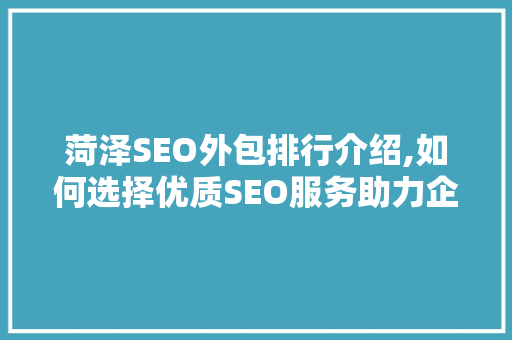 菏泽SEO外包排行介绍,如何选择优质SEO服务助力企业腾飞