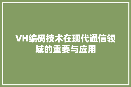 VH编码技术在现代通信领域的重要与应用