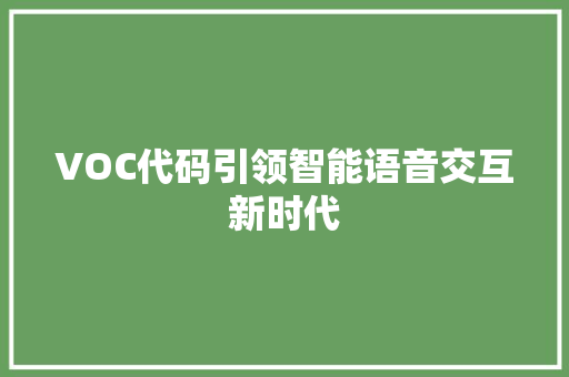 VOC代码引领智能语音交互新时代