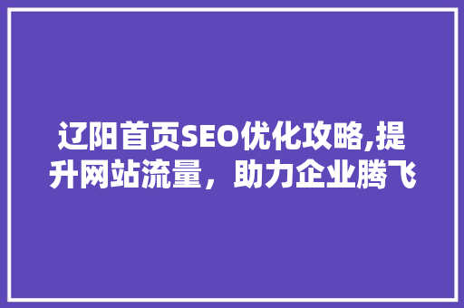 辽阳首页SEO优化攻略,提升网站流量，助力企业腾飞  第1张