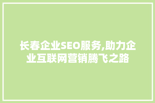 长春企业SEO服务,助力企业互联网营销腾飞之路