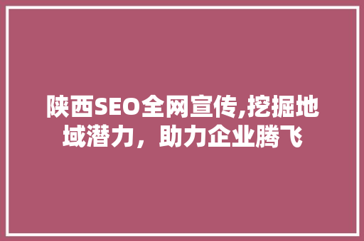 陕西SEO全网宣传,挖掘地域潜力，助力企业腾飞