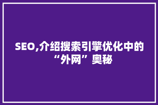 SEO,介绍搜索引擎优化中的“外网”奥秘