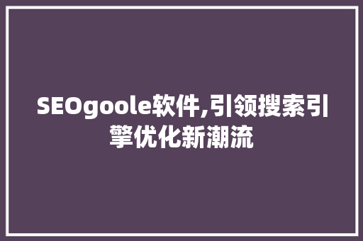 SEOgoole软件,引领搜索引擎优化新潮流