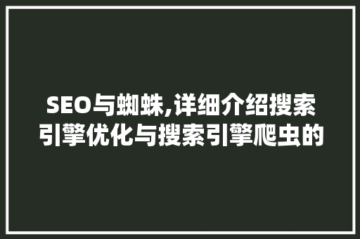 SEO与蜘蛛,详细介绍搜索引擎优化与搜索引擎爬虫的微妙关系