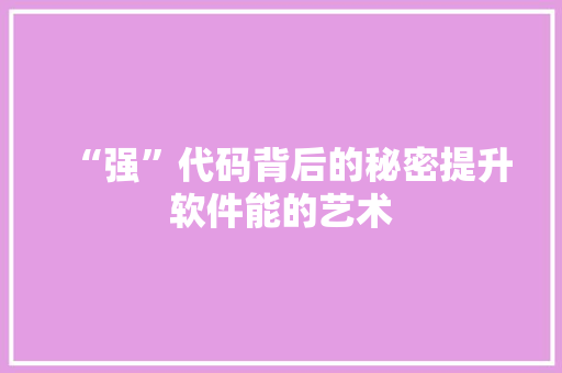 “强”代码背后的秘密提升软件能的艺术