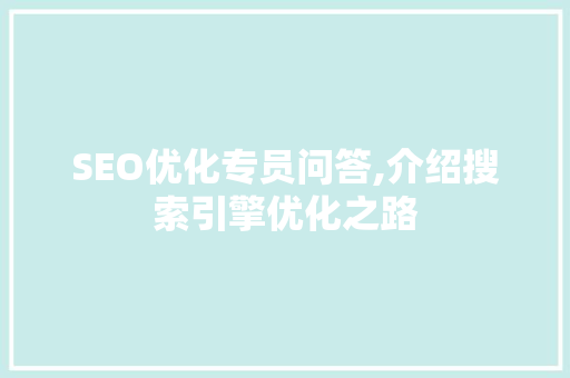 SEO优化专员问答,介绍搜索引擎优化之路
