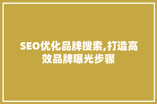 SEO优化品牌搜索,打造高效品牌曝光步骤