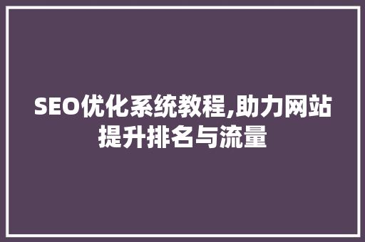 SEO优化系统教程,助力网站提升排名与流量