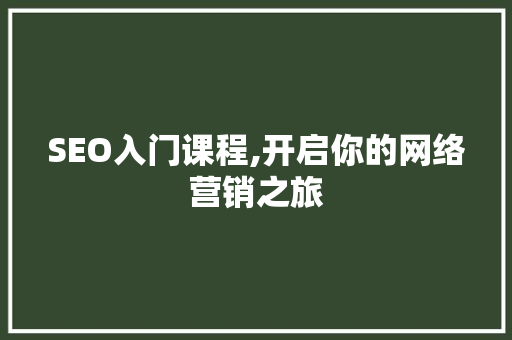 SEO入门课程,开启你的网络营销之旅