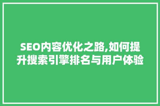 SEO内容优化之路,如何提升搜索引擎排名与用户体验