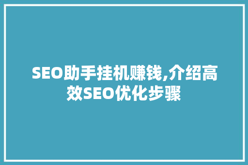 SEO助手挂机赚钱,介绍高效SEO优化步骤