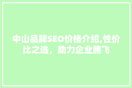 中山品牌SEO价格介绍,性价比之选，助力企业腾飞