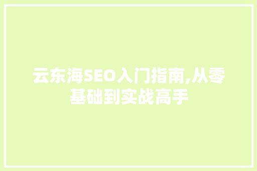 云东海SEO入门指南,从零基础到实战高手  第1张