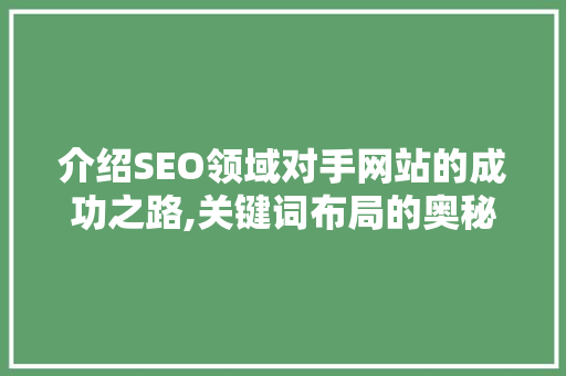 介绍SEO领域对手网站的成功之路,关键词布局的奥秘