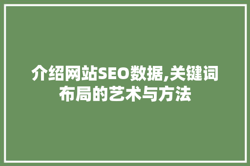 介绍网站SEO数据,关键词布局的艺术与方法