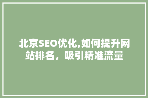 北京SEO优化,如何提升网站排名，吸引精准流量  第1张