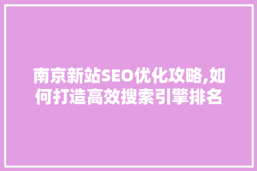 南京新站SEO优化攻略,如何打造高效搜索引擎排名  第1张