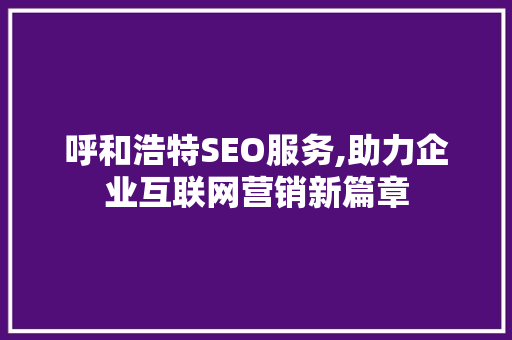 呼和浩特SEO服务,助力企业互联网营销新篇章