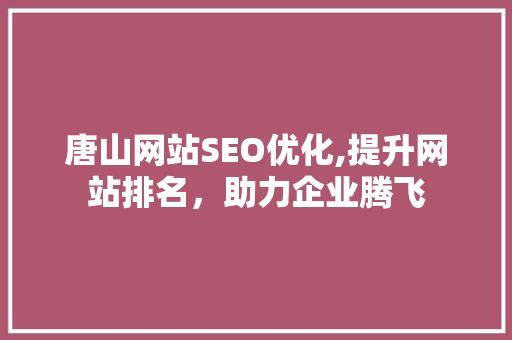 唐山网站SEO优化,提升网站排名，助力企业腾飞