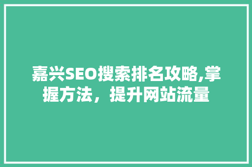 嘉兴SEO搜索排名攻略,掌握方法，提升网站流量