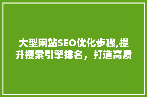 大型网站SEO优化步骤,提升搜索引擎排名，打造高质量用户体验  第1张