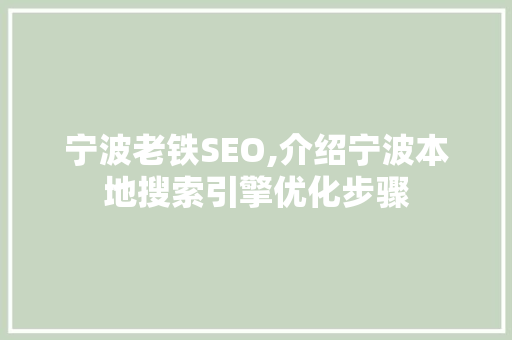宁波老铁SEO,介绍宁波本地搜索引擎优化步骤