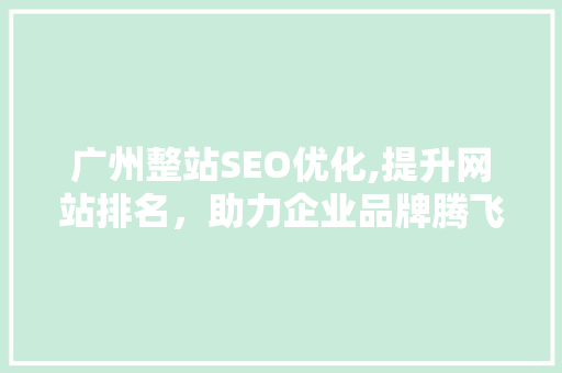 广州整站SEO优化,提升网站排名，助力企业品牌腾飞
