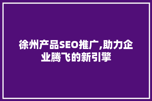 徐州产品SEO推广,助力企业腾飞的新引擎