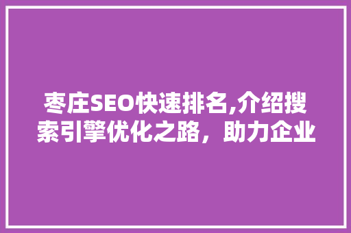 枣庄SEO快速排名,介绍搜索引擎优化之路，助力企业互联网发展
