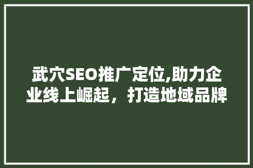 武穴SEO推广定位,助力企业线上崛起，打造地域品牌新格局