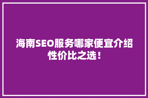 海南SEO服务哪家便宜介绍性价比之选！
