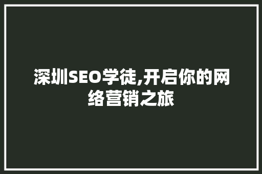 深圳SEO学徒,开启你的网络营销之旅  第1张