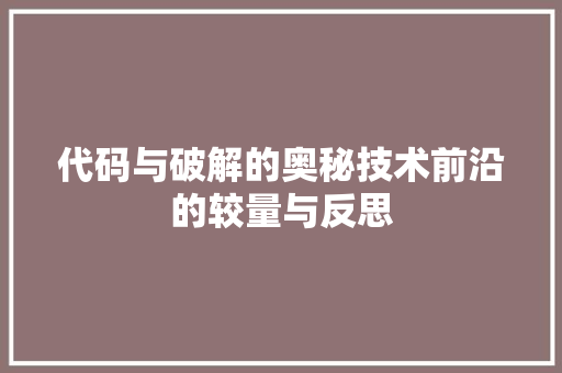 代码与破解的奥秘技术前沿的较量与反思