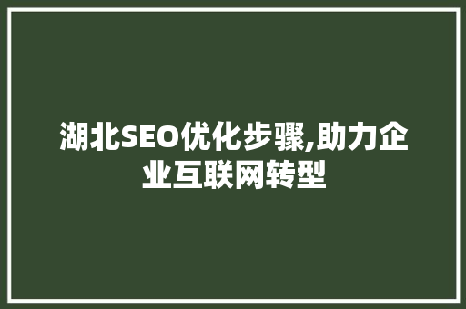 湖北SEO优化步骤,助力企业互联网转型