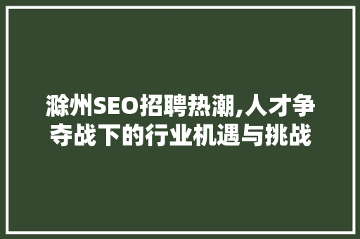 滁州SEO招聘热潮,人才争夺战下的行业机遇与挑战