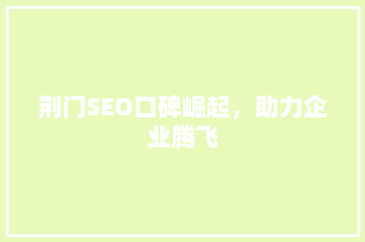 荆门SEO口碑崛起，助力企业腾飞